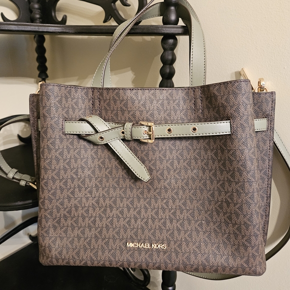 Michael Kors Brown and Olive Tote Bag - Picture 1 of 5